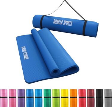 Килимок для йоги GORILLA SPORTS 190x60/100x1,5 см, без фталатів, не ковзкий