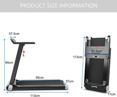 Бігова доріжка KOMFOTTEU 1-12 км/год, 550 Вт, LCD, Bluetooth, срібло