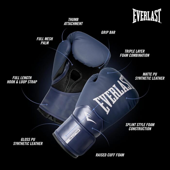 Жіночі боксерські рукавички Everlast Elite Prostyle 16oz, темно-сині