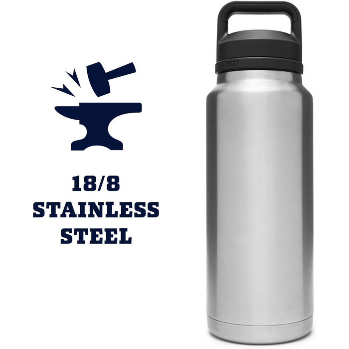 Термос-пляшка YETI Rambler, вакуумна, нержавіюча сталь, кришка