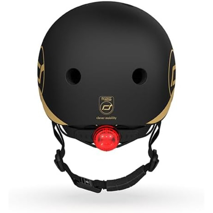 Дитячий захисний шолом Scoot & Ride XXS, чорний/золотий, з LED підсвіткою, регульований