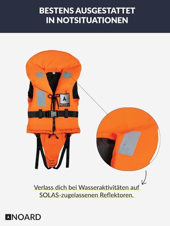 Рятувальний жилет NOARD підходить для дітей та дорослих Seaside 10-120 кг EN ISO 12402-4 (100 N) Помаранчевий 10-20 кг
