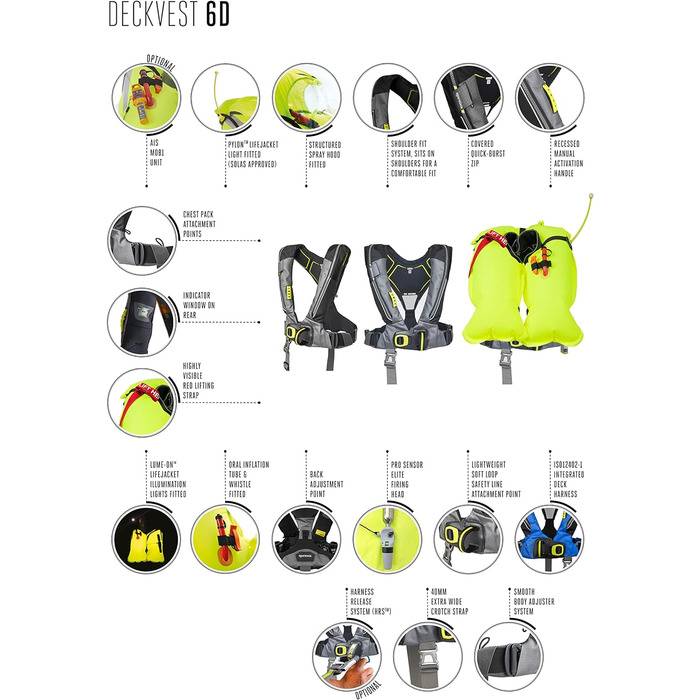 Жилет рятувальний Spinlock Deckvest 6D 170N з HRS - білий