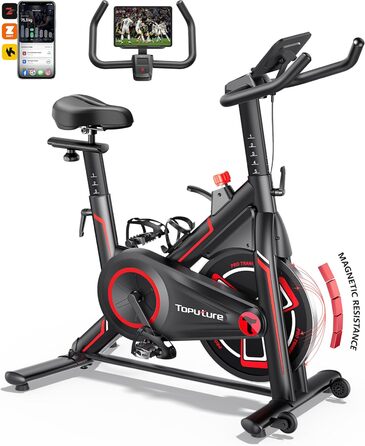 Велотренажер Heimtrainer з додатком, тихий LCD ергометр до 150 кг, 15 кг маховик, спінбайк для дому з регулюванням опору, м'яке сидіння