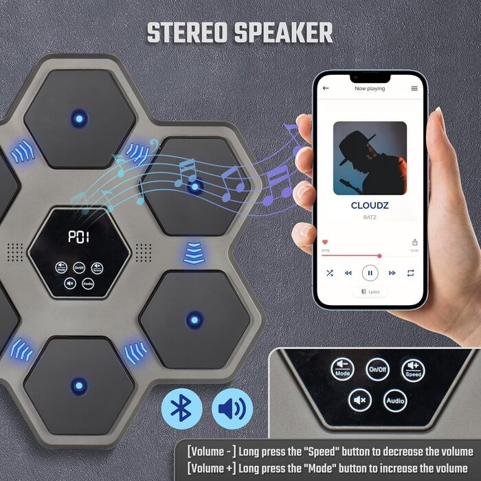Музична боксерська машина Todeco з LED, Bluetooth, боксерськими рукавичками, настінна, 9 швидкісних режимів і режим підрахунку для дітей і дорослих, для дому, залу та приміщень