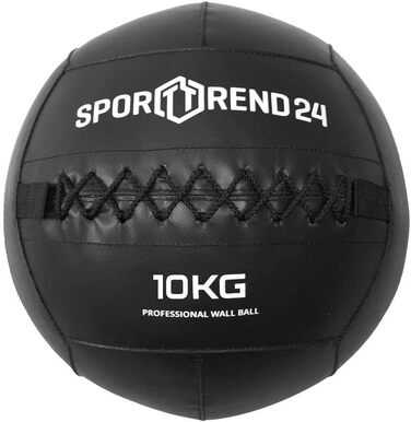 Настінний м'яч Sporttrend 24 3 кг, 4 кг, 5 кг, 6 кг, 7 кг, 8 кг, 9 кг, 10 кг, 12 кг в чорному кольорі Ваговий м'яч, Тренувальний м'яч, Вага, М'яч, М'ячі, Фітнес (чорний, 10 кг)