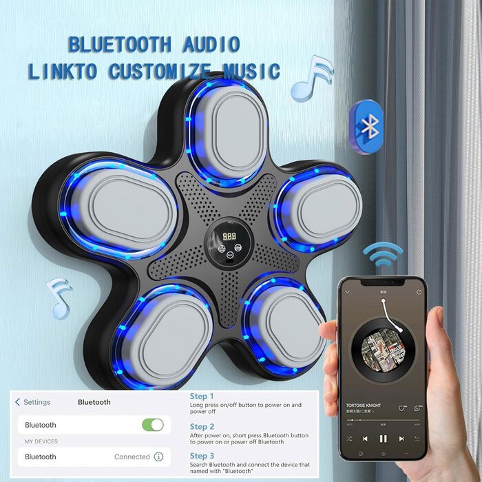 Електронна Bluetooth боксерська машина для тренувань, настінна ударна мішень, музичний тренажер для боксу