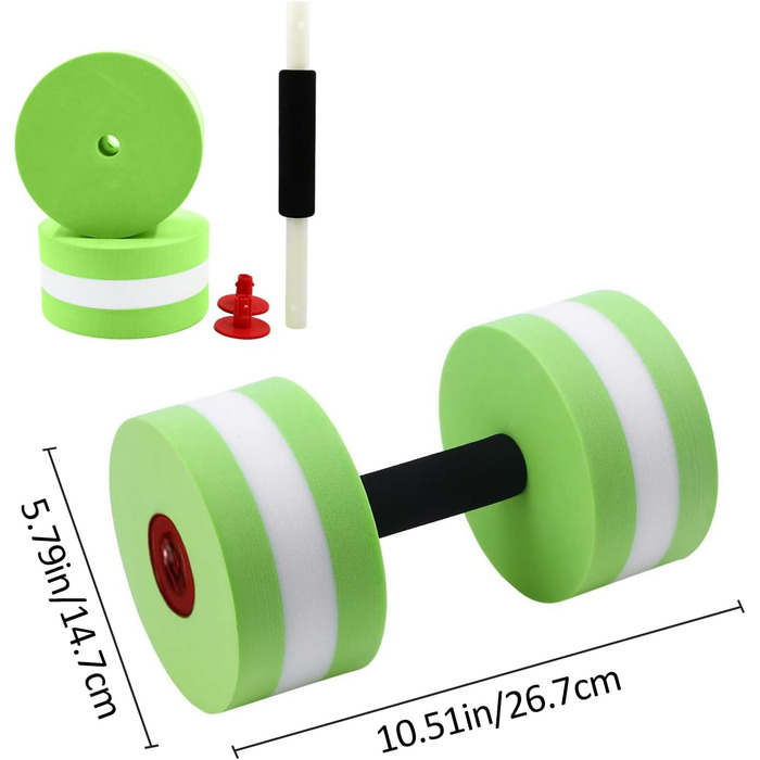 Набір 2 знімних аква гантелей з ручками для фітнесу (зелена)
