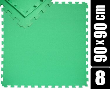 Комплект 8 захисних матів 90x90 см, товщина 1,2 см — підкладка під басейн, спортивний килимок, пазлова підлога для садового басейну, бігової доріжки, кросстрейнера, для захисту підлоги, 6,5 м²