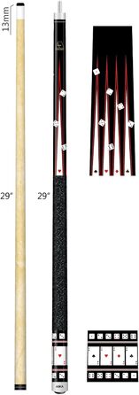 Більярдний кий ASKA, покерні карти та кубики, 147,3 см, канадський клен, жорсткий наконечник (18 унцій, тузи)