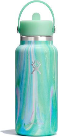 Термобутилка HYDRO FLASK Wide Mouth 946 мл із соломинкою, вакуумна нержавіюча пляшка для води, герметична, зелена Jelly Green
