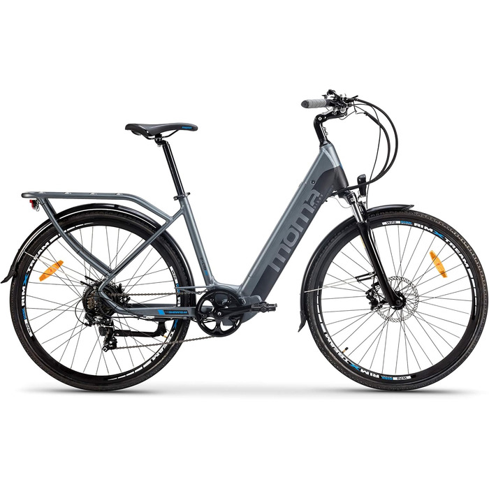 Велосипеди moma EBIKE28 PRO, алюміній, Shimano 7-шв., гідр. дискові гальма, акум. 48 В