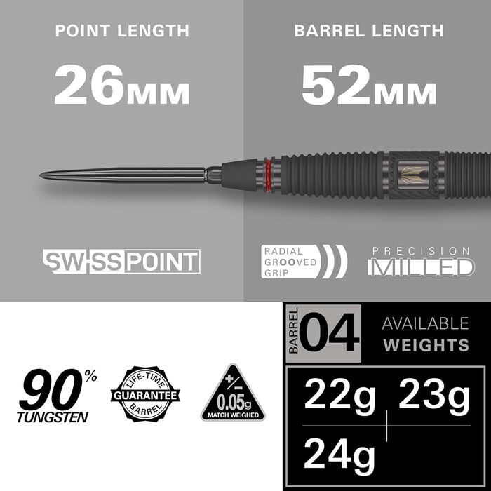 Приціл Swiss Point Steeldarts 90 вольфрам, червоний/чорний 23G