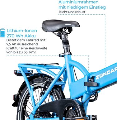 Велосипед 101 E-Bike 20, складаний, 6 передач, синій, 150-180 см