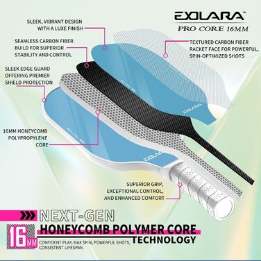 Ракетка для піклболу EXOLARA графітове, стільникова серцевина, захисне покриття