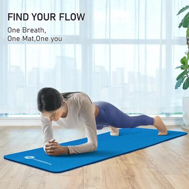 Килимок для йоги TASHIDROLMA Thicker, NBR Yoga Mat Non-Slip з ременем для перенесення, для гімнастичного килимка, Фітнес-килимок, Спортивний килимок, Тренувальний килимок, товщина 1см (183x61см) Синій