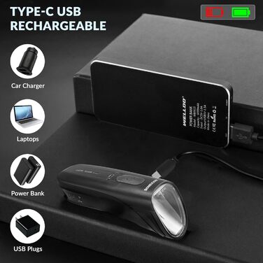 ROCKBROS LED велосипедне світло, USB зарядка, водонепроникний ліхтар для велосипеда, комплект переднього та заднього ліхтаря, 100 Люкс, чорний