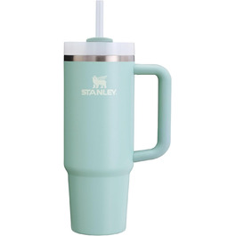 Термокружка Stanley Quencher H2.0 з ручкою, нержавіюча сталь, ізольована, з кришкою та трубочкою, для води та напоїв, бірюзова (Seafoam), 890 мл