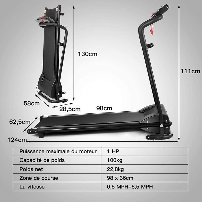 Бігова доріжка COSTWAY 1-12 км/год, 550 Вт, складна, Bluetooth, 12 програм, LCD