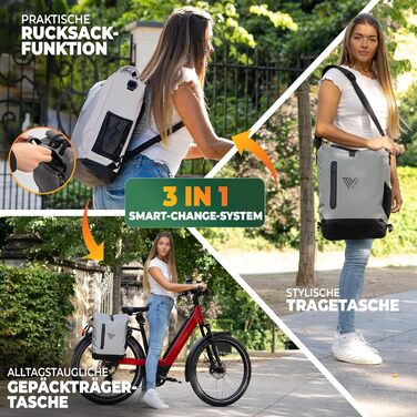 Велосумка-рюкзак MIVELO 3 в 1, водонепроникна, без ПВХ, з відділенням для ноутбука та замком, повністю світловідбивна, 20 л, для багажника велосипеда