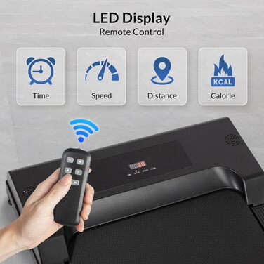 Бігова доріжка Todeco 2-в-1 для дому та офісу, Walking Pad, швидкість 1-8 км/год, з пультом ДК та LCD-дисплеєм, тиха, до 90 кг