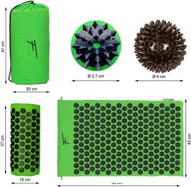 Набір для точкового масажу: килимок, подушка, м'яч - зелений"