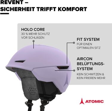 Гірськолижний шолом ATOMIC Revent - Унісекс для дорослих - Індивідуальний крій для точної посадки - Чудовий захист від ударів - Інноваційна система вентиляції Lavender 55-59 см