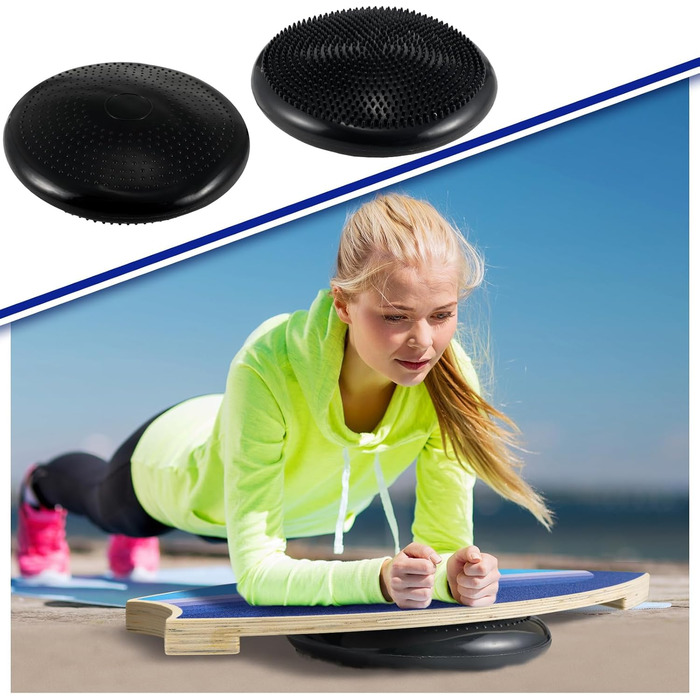 Комплекти Surf Balance Board Trainer Balance Disc Trainer з насосом Дерев'яні балансирні дошки для дорослих Тренажер для балансування вправ Тренажер стабільності для покращення балансу, постави, фітнесу, побудови, 3