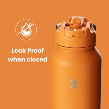 Спортивна пляшка для води bottlebottle, 1л, ізольована, нержавіюча сталь, з трубочкою та контейнером для пігулок, помаранчева