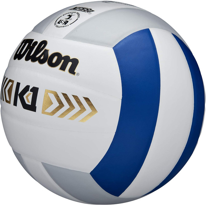 Волейбольний м'яч Wilson Unisex-Adult K1 Gold (офіційний розмір, синій/білий/сріблястий)