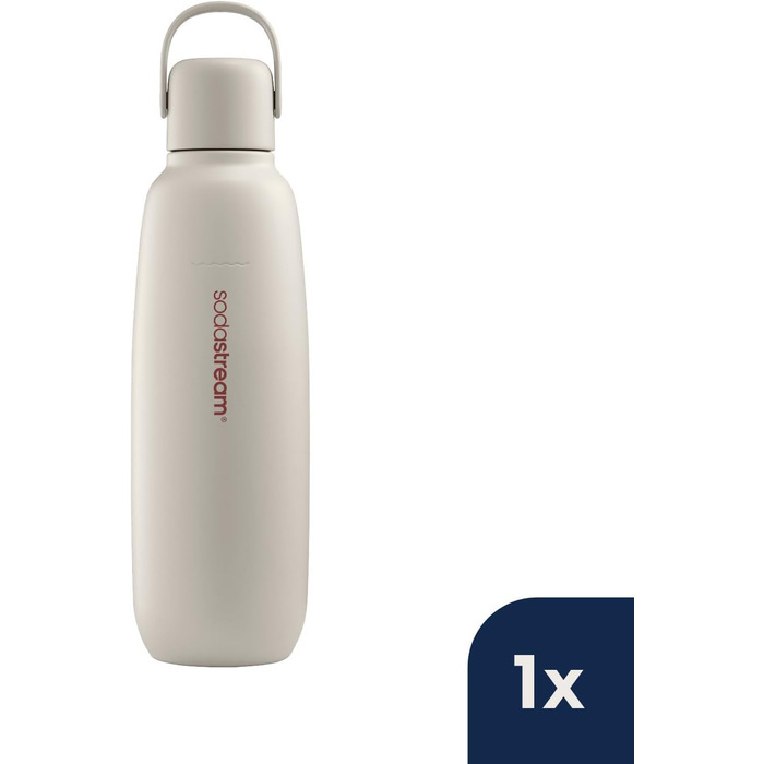 Термобутилка SodaStream Fizz&go COOL 0,9 л, металева, пісочна, сумісна з Duo/E-Duo/Terra, для газованої води, зберігає тепло/холод до 12 годин, без BPA, для посудомийної машини