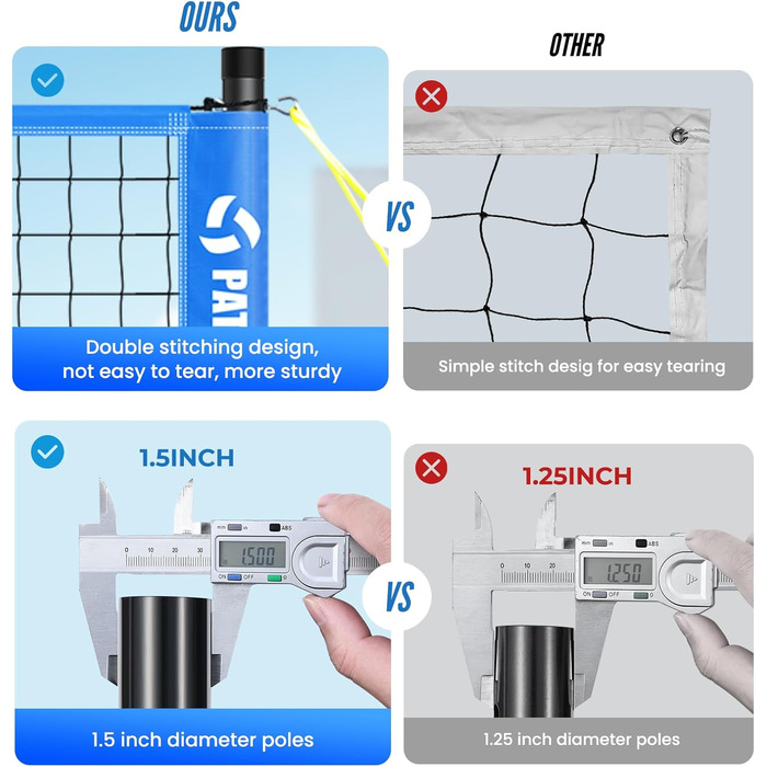 Набір волейбольних сіток Patiassy з натягом, м'ячем і сумкою-тоут