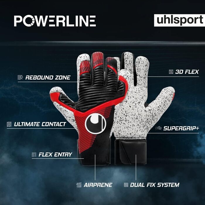 Рукавички воротаря Uhlsport Powerline Supergrip HN чорні/червоні/білі 8.5