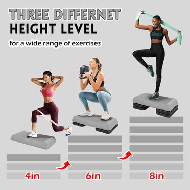 Фітнес-степпер Fitvids зі штабельованими підставками для домашнього тренажерного залу, кардіо та силових вправ