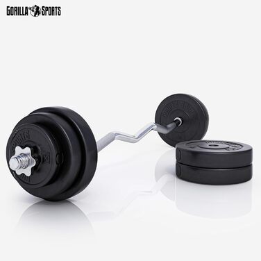 Набір гантелей GORILLA SPORTS 35 кг SZ Curl Bar, обважнювачі, застібки