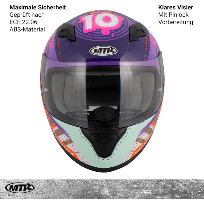 Дитячий мотошолом MTR S-12 Kids Evo, сертифікат ECE 22.06, чорний, безпечний і міцний шолом для дітей з прозорим візором і ременем на засувці