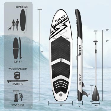 Преміальна надувна SUP-дошка FBSPORT для йоги, серфінгу, з антиковзким покриттям, веслом, насосом, ременем, сумкою та аксесуарами, для дорослих і підлітків