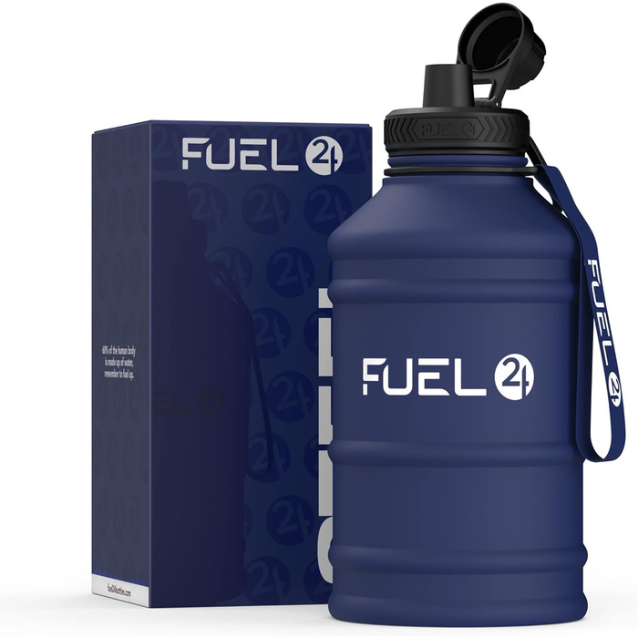 Fuel24 Потужна спортивна пляшка з нержавіючої сталі 1.3/2.2 л, герметична, BPA-free, для води, фітнесу, дорослих