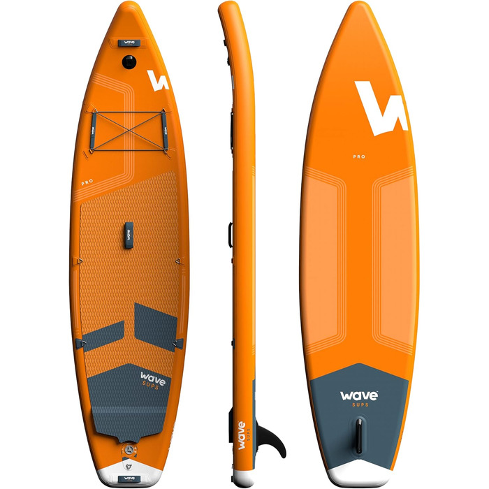 Пакет Wave Pro Professional SUP Надувна дошка для веслування преміум-класу Товщина 15,2 см включаючи аксесуари iSUP, сидіння для заміни байдарки, сумку для перенесення, повідець для щиколотки, ручний насос Широка стійка, нековзна палуба (10 футів, помаран