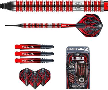 Вольфрамові дротики WINMAU Diablo Profi Softip 20г з польотами, стеблами