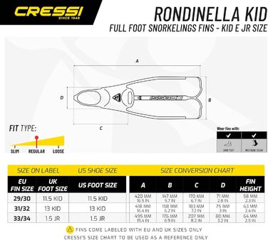 Плавці Cressi Rondinella жовті (31/32, Італія)