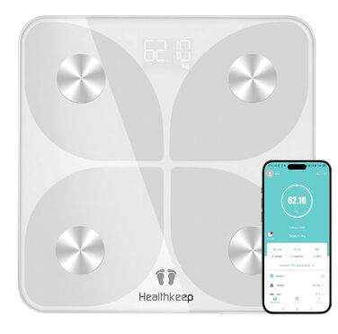 Цифрові ваги для ванної кімнати Bluetooth Шкала складу тіла з додатком Smart Scale для жиру в організмі, ІМТ, м'язової маси, білка, BMR 28 см * 288 см 280 білий Новий