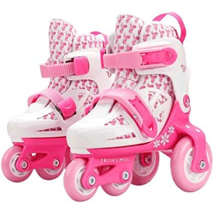 Роликові ковзани Sumeber Inline Kids Tri-Line регульована довжина Kid Boys Girls Roller Skates Outdoor/Indoor (рожеві, S(31-34))