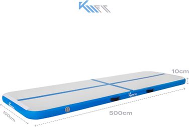 Килимок KM KM Fit Airtrack висотою 10 см Килимок для перекидання 3/4/5 м Надувний килимок для фітнесу Гімнастичний килимок в т.ч. Сумка для перенесення, електр. Набір повітряних насосів і фліків Стійкість до ультрафіолетового випромінювання Килимок для гі