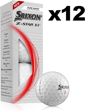 М'ячі для гольфу Srixon Z-Star XV, 4x3 шт., чистий білий, унісекс