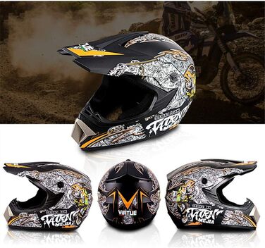 Мотошолом кросовий Fullface BX для дорослих, XL, графіті, 5 штук, захисний шолом для мотокросу та ендуро