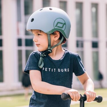 Дитячий шолом Scoot and Ride з регульованими ремінцями, матове покриття, розміри S і M, LED-світло, м'яка флісова підкладка для безпеки