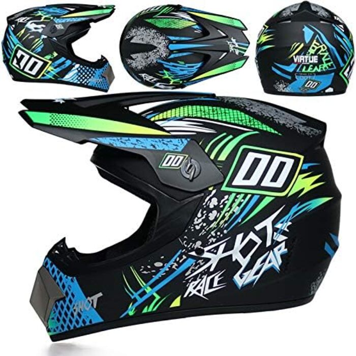Дитячий мотокросовий шолом Fullface для MTB, BMX, Downhill, зелений, ECE22.05, розмір S