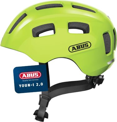 Велосипедний шолом ABUS Youn-I 2.0 з LED-світлом для дітей, підлітків та молоді, розмір M (52-57 см), жовтий (сигнальний)
