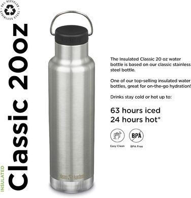 Термобутилка Klean Kanteen Classic з петлевою кришкою, неіржавна сталь, універсальний розмір
